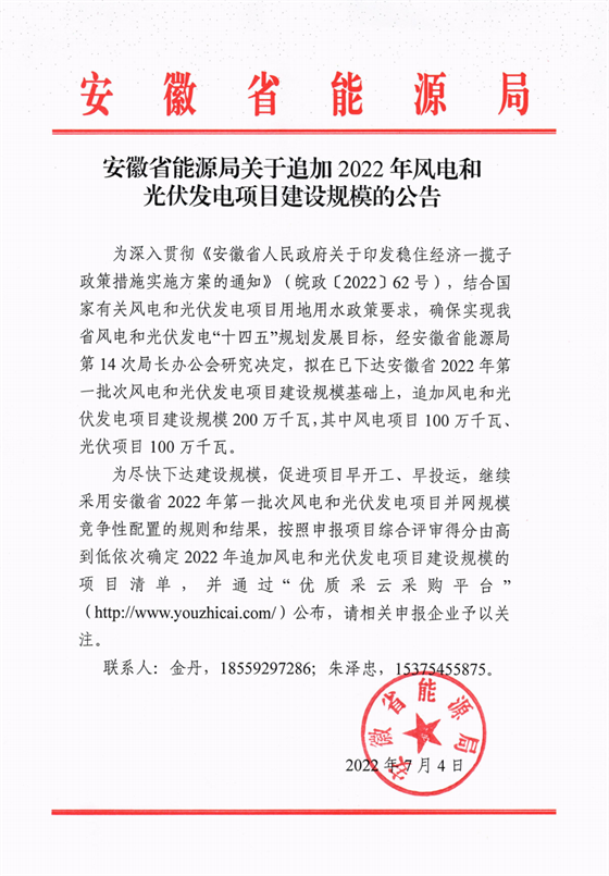 再加1GW光伏+1GW風(fēng)電！安徽2022年風(fēng)光項(xiàng)目建設(shè)規(guī)模擬至5GW！