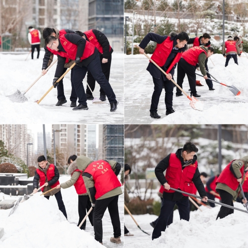 白雪更映“志愿紅”，山東電建公司志愿者掃雪除冰在行動